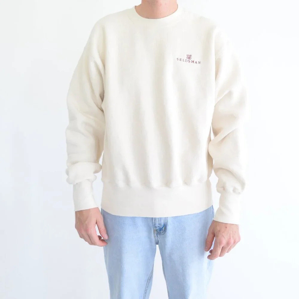 Vintage Lee Crossgrain Tan Seligman Arizona Embroidered Crew Neck Sweater Large